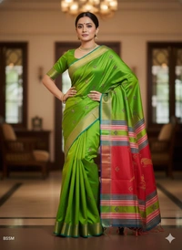 SKU0999 | Exclusive Indian Soft Bishnupuri Katan Silk Saree | Kolakhetra Saree | Premium Quality - Dry Wash Only, Yes