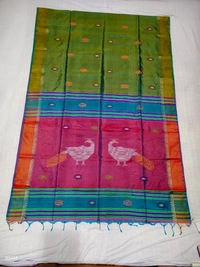 SKU1000 | Exclusive Indian Soft Bishnupuri Katan Silk Saree | Kolakhetra Saree | Premium Quality - Dry Wash Only, Yes