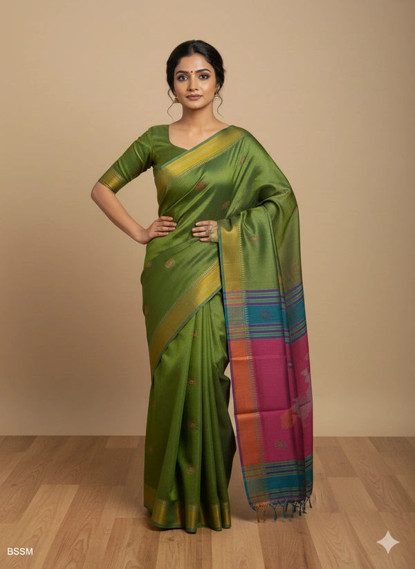 SKU1000 | Exclusive Indian Soft Bishnupuri Katan Silk Saree | Kolakhetra Saree | Premium Quality - Dry Wash Only, Yes