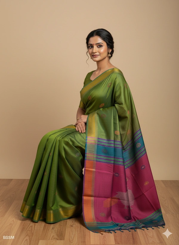 SKU1000 | Exclusive Indian Soft Bishnupuri Katan Silk Saree | Kolakhetra Saree | Premium Quality - Dry Wash Only, Yes