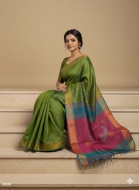 SKU1000 | Exclusive Indian Soft Bishnupuri Katan Silk Saree | Kolakhetra Saree | Premium Quality - Dry Wash Only, Yes