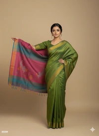 SKU1000 | Exclusive Indian Soft Bishnupuri Katan Silk Saree | Kolakhetra Saree | Premium Quality - Dry Wash Only, Yes