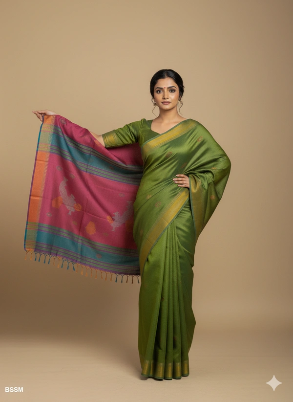 SKU1000 | Exclusive Indian Soft Bishnupuri Katan Silk Saree | Kolakhetra Saree | Premium Quality - Dry Wash Only, Yes
