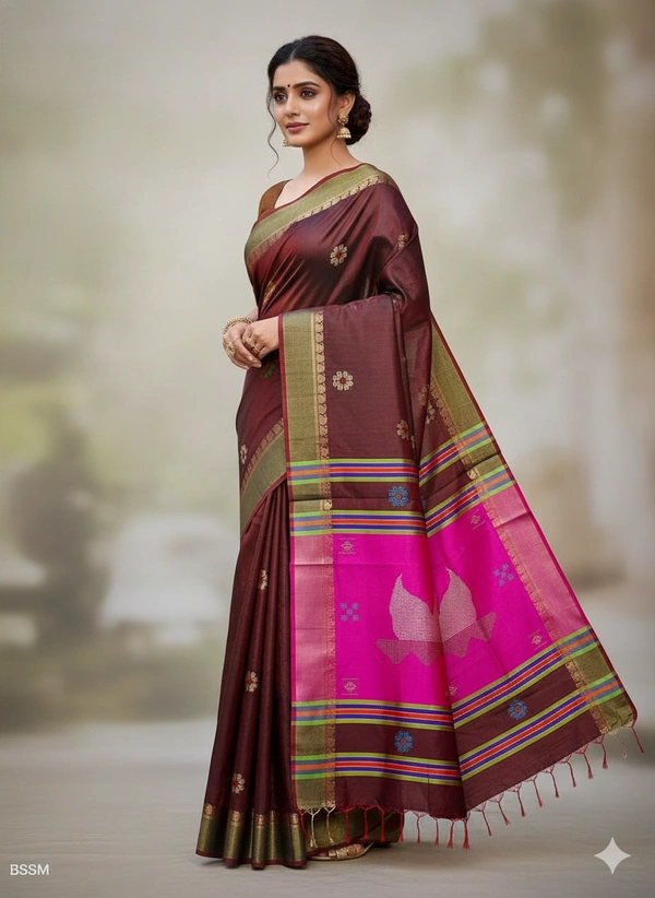 SKU1002 | Exclusive Indian Soft Bishnupuri Katan Silk Saree | Kolakhetra Saree | Premium Quality - Dry Wash Only, Yes