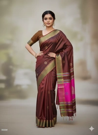 SKU1002 | Exclusive Indian Soft Bishnupuri Katan Silk Saree | Kolakhetra Saree | Premium Quality - Dry Wash Only, Yes