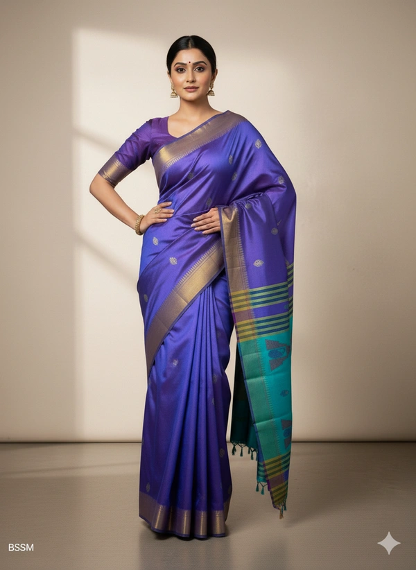 SKU1003 | Exclusive Indian Soft Bishnupuri Katan Silk Saree | Kolakhetra Saree | Premium Quality - Dry Wash Only, Yes