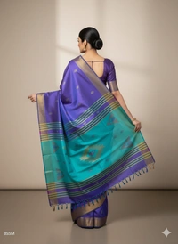SKU1003 | Exclusive Indian Soft Bishnupuri Katan Silk Saree | Kolakhetra Saree | Premium Quality - Dry Wash Only, Yes
