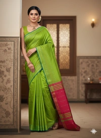 SKU1006 | Exclusive Indian Soft Bishnupuri Katan Silk Saree | Kolakhetra Saree | All Over Chain Motif - Dry Wash Only, Yes