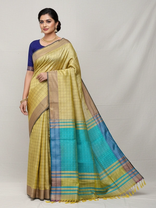 SKU0972 | Indian Soft Bishnupuri Katan Silk Saree | All body Dot Design | Premium Quality - Dry Wash Only, Yes