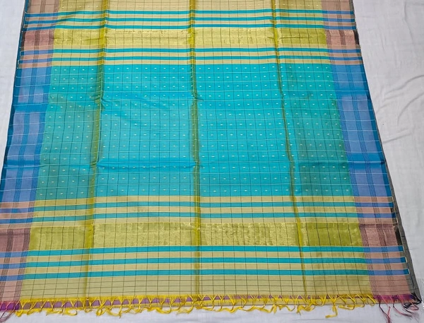 SKU0972 | Indian Soft Bishnupuri Katan Silk Saree | All body Dot Design | Premium Quality - Dry Wash Only, Yes