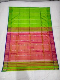 SKU1009 | Exclusive Indian Soft Bishnupuri Katan Silk Saree | Kolakhetra Saree | All Over Chain Motif - Dry Wash Only, Yes