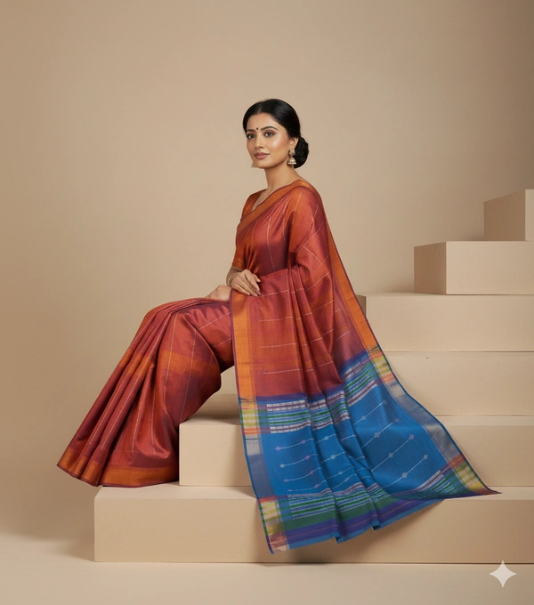 SKU1012 | Exclusive Indian Soft Bishnupuri Katan Silk Saree | Kolakhetra Saree | All Over Chain Motif - Dry Wash Only, Yes