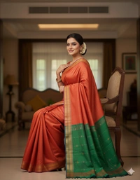 SKU1013 | Exclusive Indian Soft Bishnupuri Katan Silk Saree | Kolakhetra Saree | All Over Chain Motif - Dry Wash Only, Yes