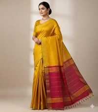 SKU1016 | Exclusive Indian Soft Bishnupuri Katan Silk Saree | Kolakhetra Saree | All Over Chain Motif - Dry Wash Only, Yes