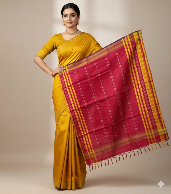 SKU1016 | Exclusive Indian Soft Bishnupuri Katan Silk Saree | Kolakhetra Saree | All Over Chain Motif - Dry Wash Only, Yes