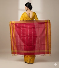 SKU1016 | Exclusive Indian Soft Bishnupuri Katan Silk Saree | Kolakhetra Saree | All Over Chain Motif - Dry Wash Only, Yes