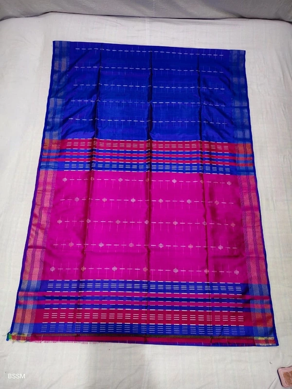 SKU1017 | Exclusive Indian Soft Bishnupuri Katan Silk Saree | Kolakhetra Saree | All Over Chain Motif - Dry Wash Only, Yes