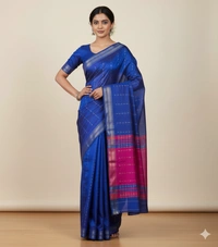 SKU1017 | Exclusive Indian Soft Bishnupuri Katan Silk Saree | Kolakhetra Saree | All Over Chain Motif - Dry Wash Only, Yes
