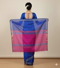SKU1017 | Exclusive Indian Soft Bishnupuri Katan Silk Saree | Kolakhetra Saree | All Over Chain Motif - Dry Wash Only, Yes