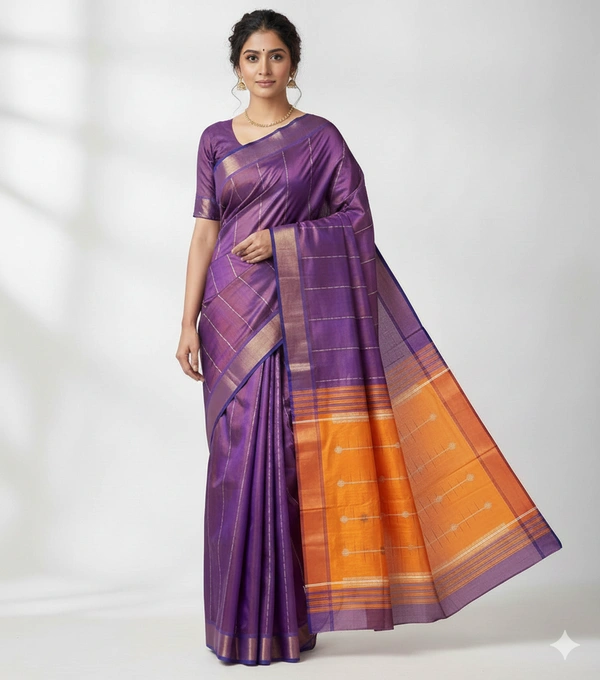 SKU1018 | Exclusive Indian Soft Bishnupuri Katan Silk Saree | Kolakhetra Saree | All Over Chain Motif - Dry Wash Only, Yes