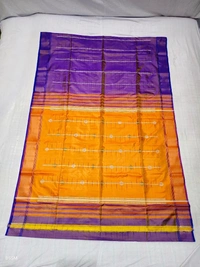 SKU1018 | Exclusive Indian Soft Bishnupuri Katan Silk Saree | Kolakhetra Saree | All Over Chain Motif - Dry Wash Only, Yes