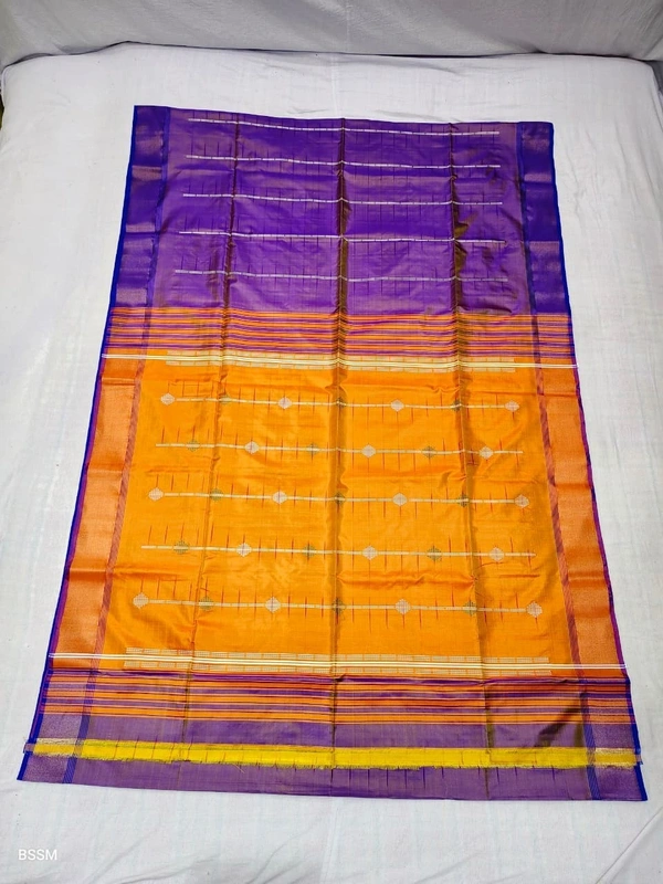 SKU1018 | Exclusive Indian Soft Bishnupuri Katan Silk Saree | Kolakhetra Saree | All Over Chain Motif - Dry Wash Only, Yes