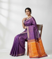 SKU1018 | Exclusive Indian Soft Bishnupuri Katan Silk Saree | Kolakhetra Saree | All Over Chain Motif - Dry Wash Only, Yes