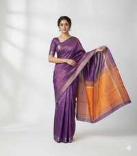SKU1018 | Exclusive Indian Soft Bishnupuri Katan Silk Saree | Kolakhetra Saree | All Over Chain Motif - Dry Wash Only, Yes
