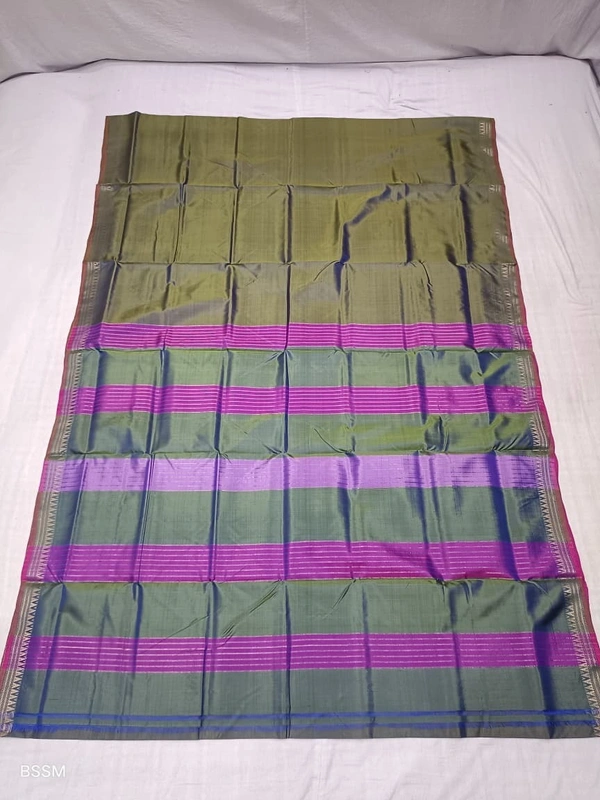 SKU1023 | Exclusive Indian Soft Bishnupuri Katan Silk Saree | Inch Border - Dry Wash Only, Yes