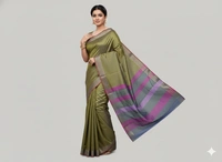 SKU1023 | Exclusive Indian Soft Bishnupuri Katan Silk Saree | Inch Border - Dry Wash Only, Yes
