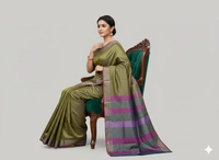 SKU1023 | Exclusive Indian Soft Bishnupuri Katan Silk Saree | Inch Border - Dry Wash Only, Yes