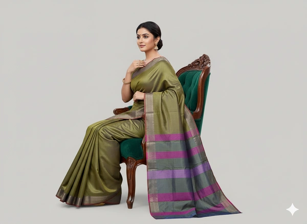 SKU1023 | Exclusive Indian Soft Bishnupuri Katan Silk Saree | Inch Border - Dry Wash Only, Yes