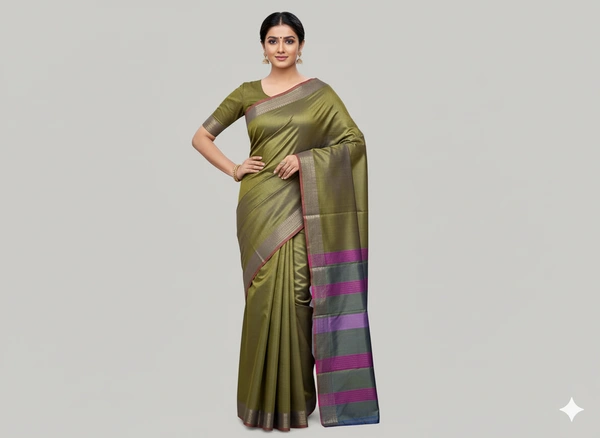 SKU1023 | Exclusive Indian Soft Bishnupuri Katan Silk Saree | Inch Border - Dry Wash Only, Yes