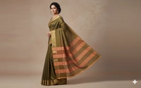 SKU1027 | Exclusive Indian Soft Bishnupuri Katan Silk Saree | Kolakhetra Saree | All Over Chain Motif - Dry Wash Only, Yes
