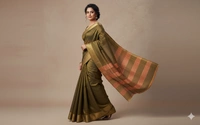 SKU1027 | Exclusive Indian Soft Bishnupuri Katan Silk Saree | Kolakhetra Saree | All Over Chain Motif - Dry Wash Only, Yes