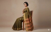SKU1027 | Exclusive Indian Soft Bishnupuri Katan Silk Saree | Kolakhetra Saree | All Over Chain Motif - Dry Wash Only, Yes