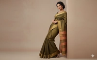 SKU1027 | Exclusive Indian Soft Bishnupuri Katan Silk Saree | Kolakhetra Saree | All Over Chain Motif - Dry Wash Only, Yes