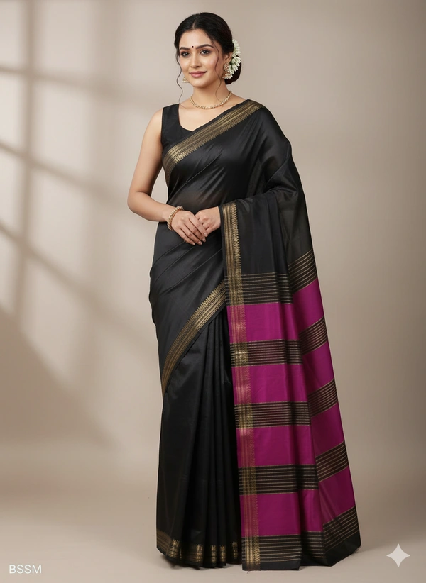 SKU1020 | Exclusive Indian Soft Bishnupuri Katan Silk Saree | Kolakhetra Saree | All Over Chain Motif - Dry Wash Only, Yes
