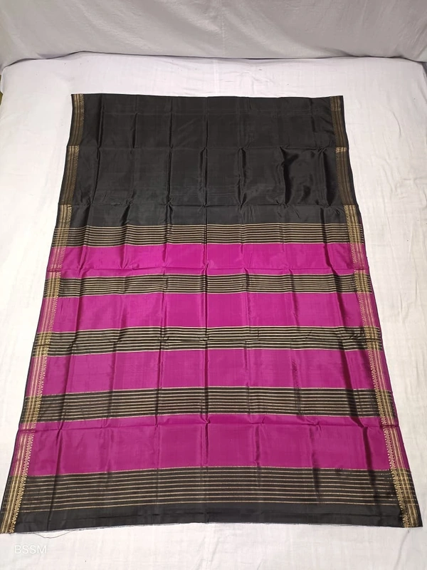 SKU1020 | Exclusive Indian Soft Bishnupuri Katan Silk Saree | Kolakhetra Saree | All Over Chain Motif - Dry Wash Only, Yes
