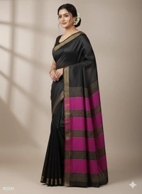 SKU1020 | Exclusive Indian Soft Bishnupuri Katan Silk Saree | Kolakhetra Saree | All Over Chain Motif - Dry Wash Only, Yes