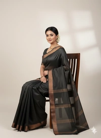 SKU1021 | Exclusive Indian Soft Bishnupuri Katan Silk Saree | Kolakhetra Saree | All Over Chain Motif - Dry Wash Only, Yes