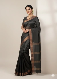 SKU1021 | Exclusive Indian Soft Bishnupuri Katan Silk Saree | Kolakhetra Saree | All Over Chain Motif - Dry Wash Only, Yes