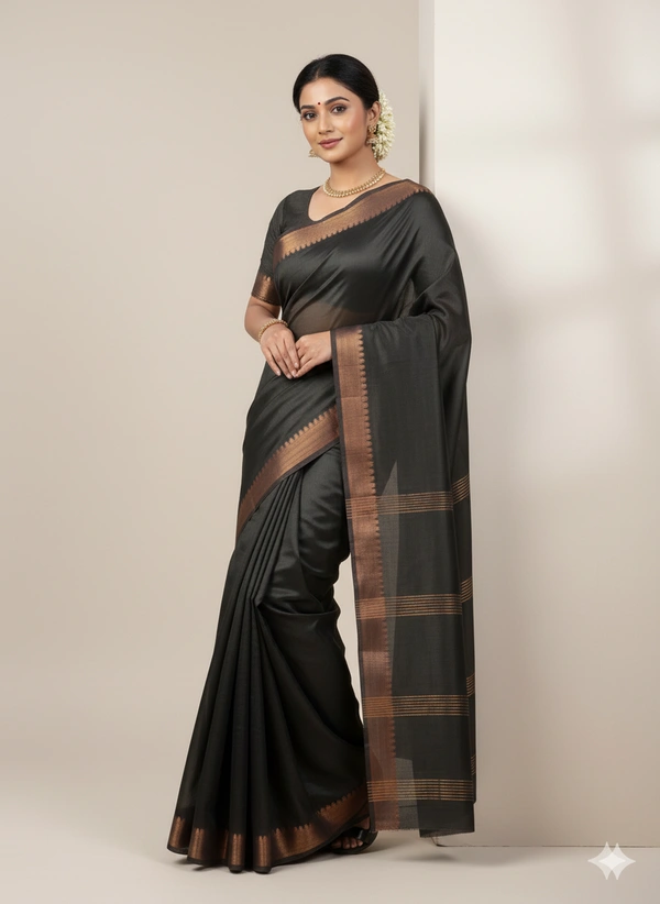 SKU1021 | Exclusive Indian Soft Bishnupuri Katan Silk Saree | Kolakhetra Saree | All Over Chain Motif - Dry Wash Only, Yes