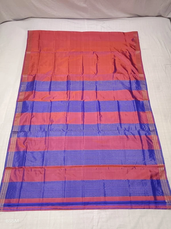 SKU1022 | Exclusive Indian Soft Bishnupuri Katan Silk Saree | Kolakhetra Saree | All Over Chain Motif - Dry Wash Only, Yes