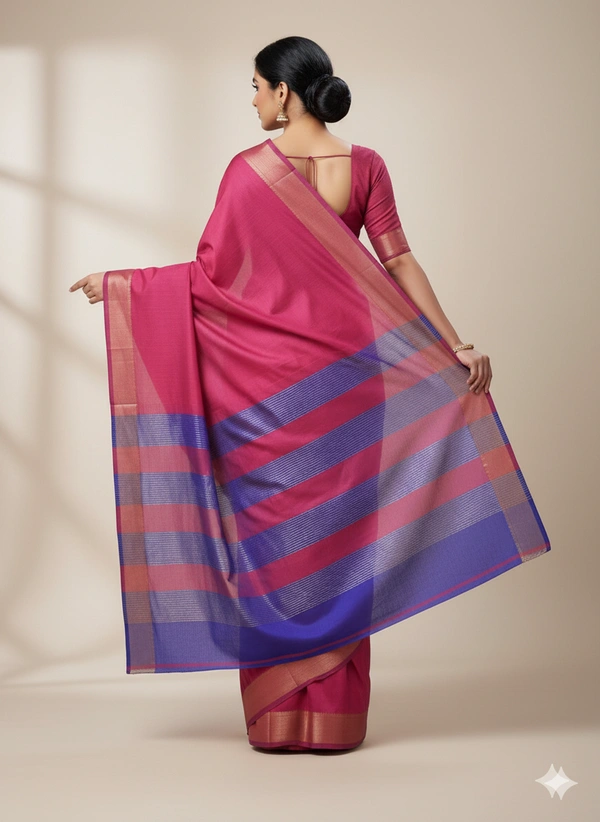 SKU1022 | Exclusive Indian Soft Bishnupuri Katan Silk Saree | Kolakhetra Saree | All Over Chain Motif - Dry Wash Only, Yes