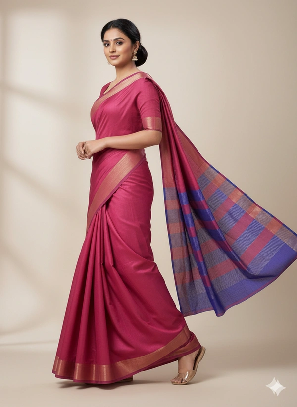 SKU1022 | Exclusive Indian Soft Bishnupuri Katan Silk Saree | Kolakhetra Saree | All Over Chain Motif - Dry Wash Only, Yes