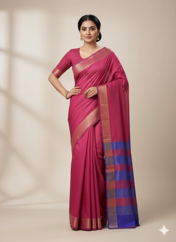 SKU1022 | Exclusive Indian Soft Bishnupuri Katan Silk Saree | Kolakhetra Saree | All Over Chain Motif - Dry Wash Only, Yes