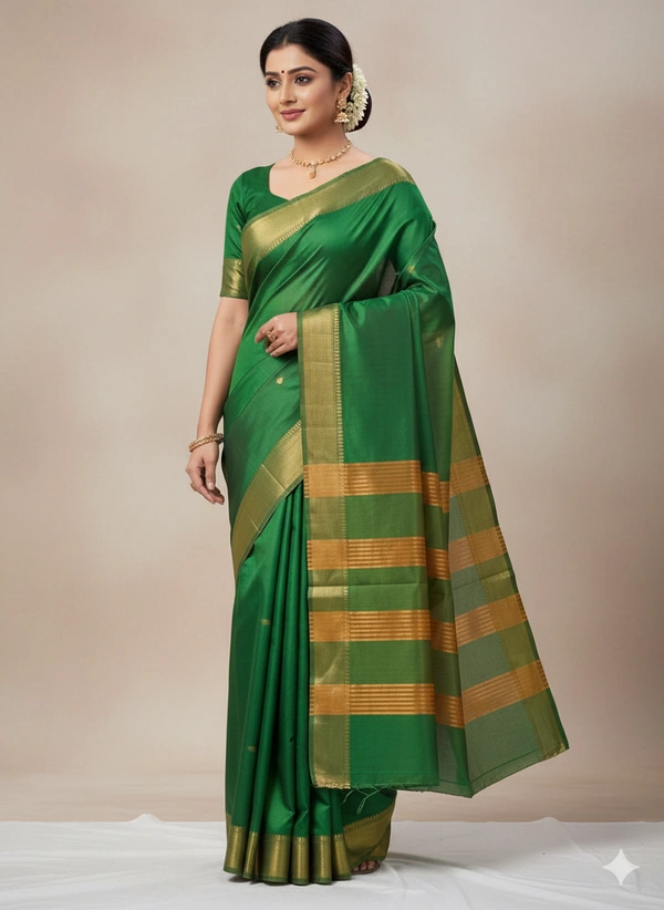 SKU1024 | Exclusive Indian Soft Bishnupuri Katan Silk Saree | Kolakhetra Saree | All Over Chain Motif - Dry Wash Only, Yes