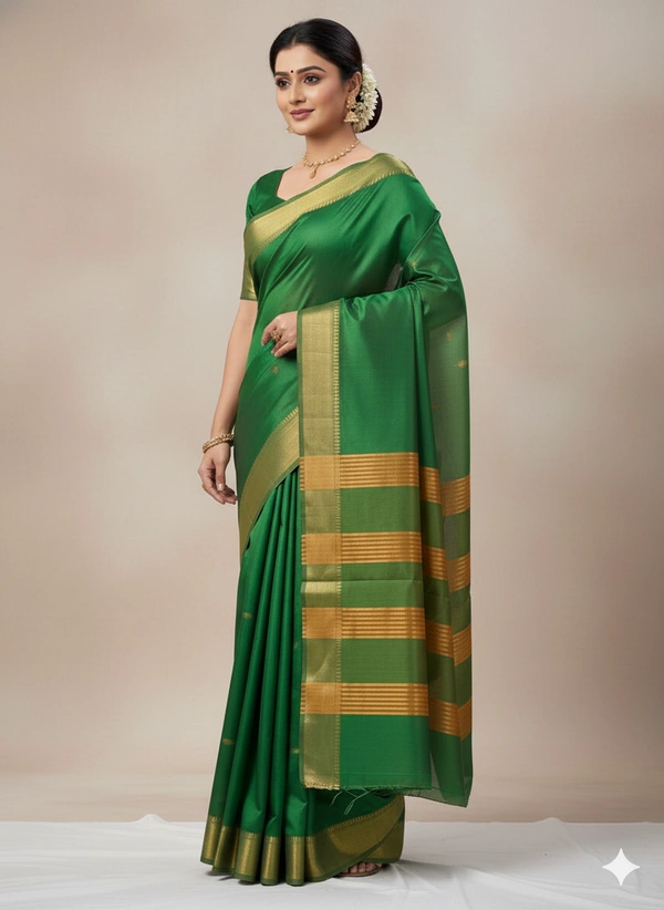 SKU1024 | Exclusive Indian Soft Bishnupuri Katan Silk Saree | Kolakhetra Saree | All Over Chain Motif - Dry Wash Only, Yes