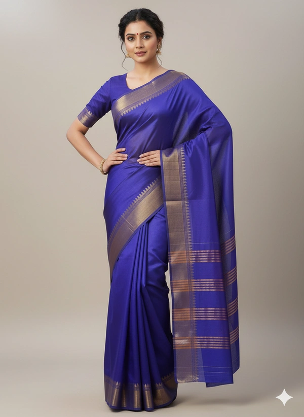 SKU1025 | Exclusive Indian Soft Bishnupuri Katan Silk Saree | Kolakhetra Saree | All Over Chain Motif - Dry Wash Only, Yes